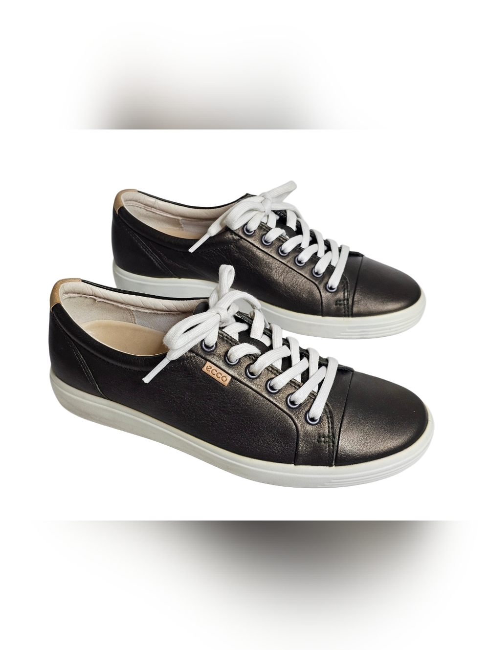 ECCO Women's Soft 7 Metallic Leather Sneakers Lace Up Comfort Shoes US 8, EU 39